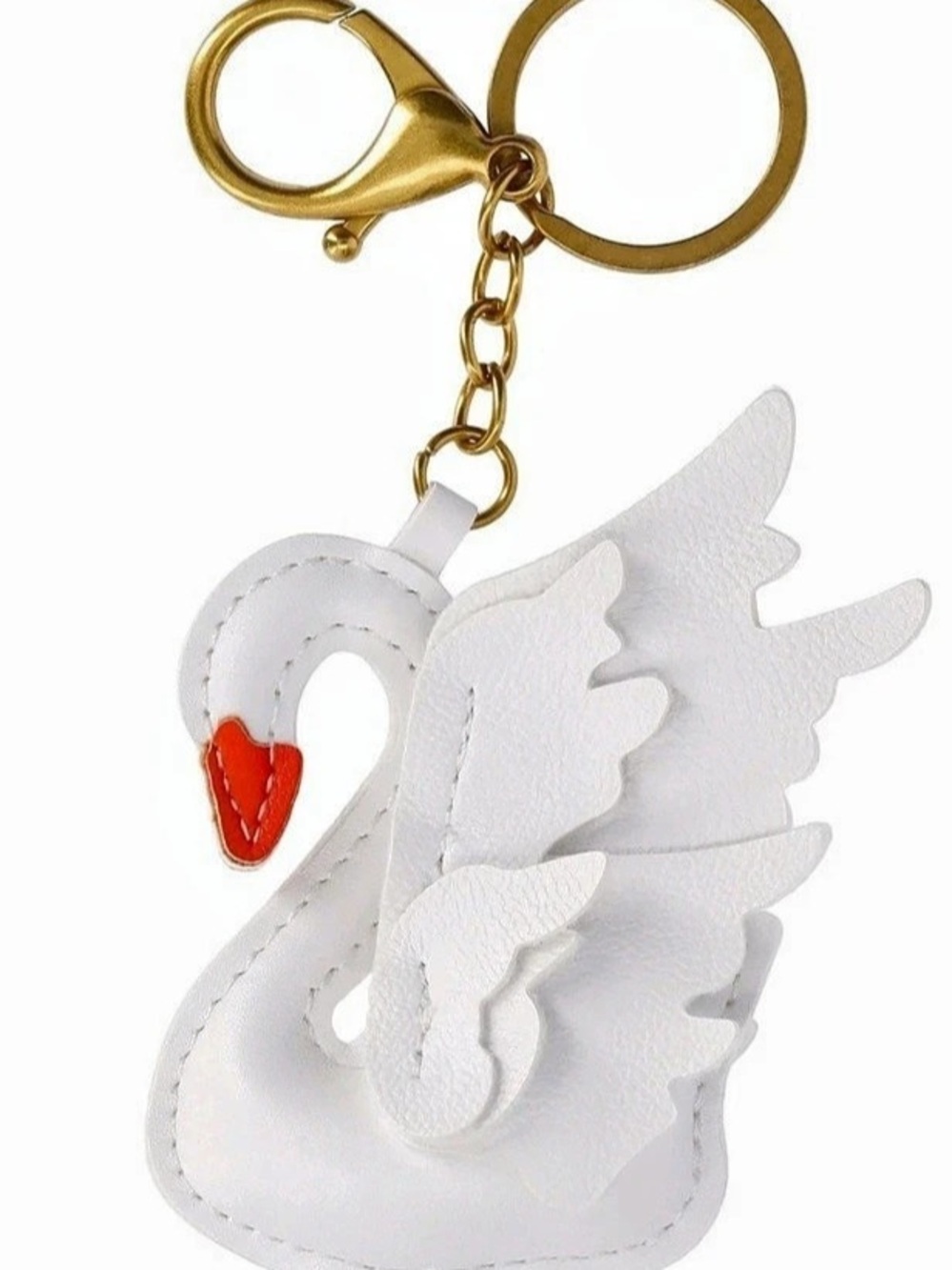 No Boundaries White Swan Bag Charm White & Gold